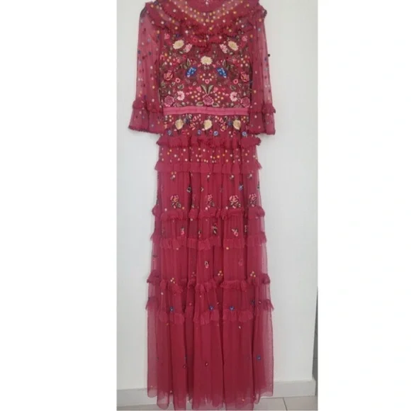 BHLDN Needle and Thread Red Pandora maxi dress gown xs small 2 4 - Picture 9 of 12